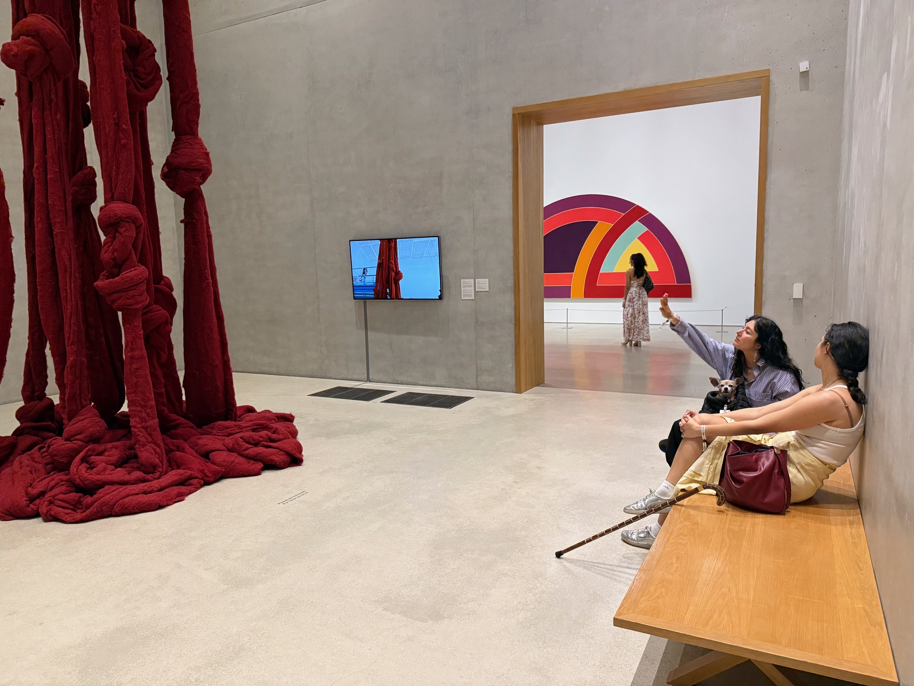 Visitors in Gallery A2 with sculpture installation
